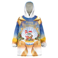 Marshall Islands Christmas Wearable Blanket Hoodie Seashell Santa Beach Vibes - Polynesian Pride