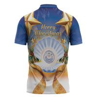 Marshall Islands Christmas Zipper Polo Shirt Seashell Santa Beach Vibes - Polynesian Pride