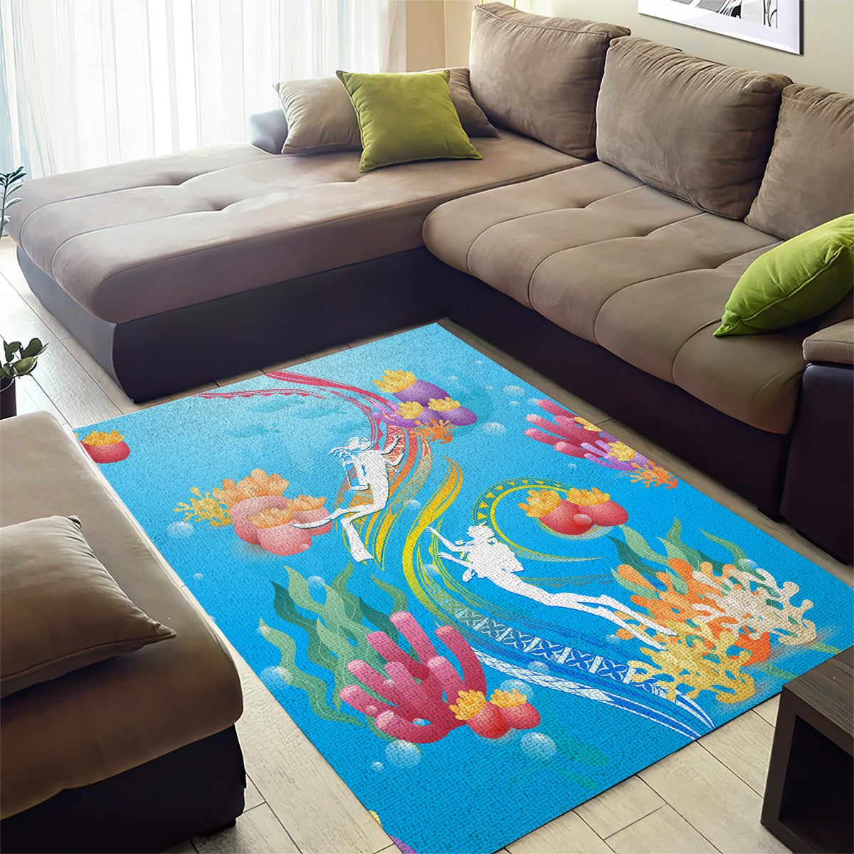 Under The Sea Scuba Diving Area Rug Polynesian Pattern LT05 - Polynesian Pride