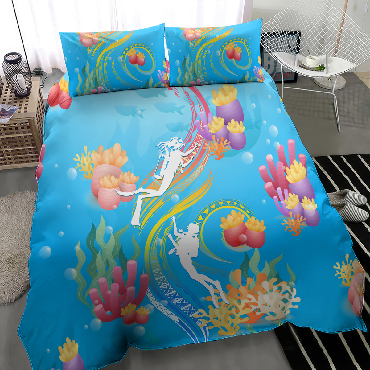 Under The Sea Scuba Diving Bedding Set Polynesian Pattern LT05 - Polynesian Pride