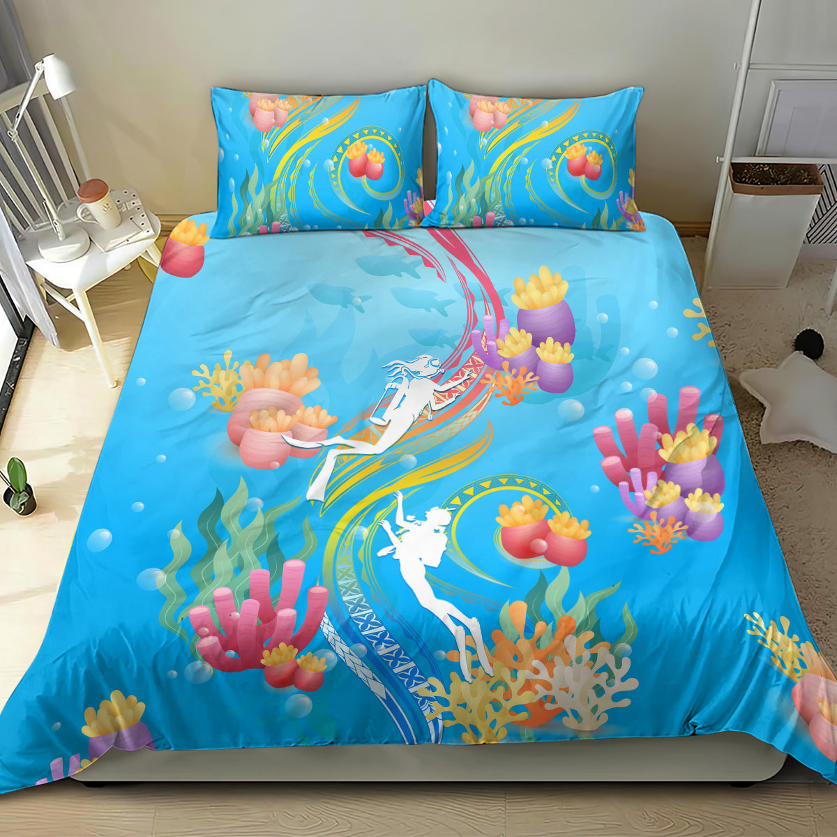 Under The Sea Scuba Diving Bedding Set Polynesian Pattern LT05 - Polynesian Pride