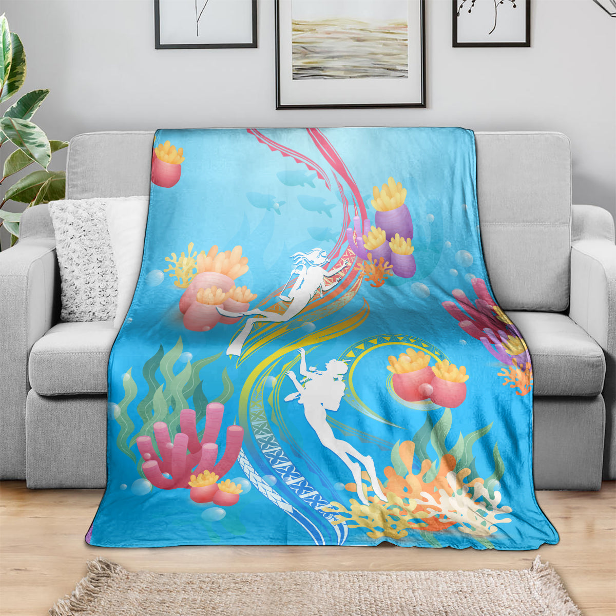 Under The Sea Scuba Diving Blanket Polynesian Pattern LT05 - Polynesian Pride