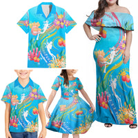 Under The Sea Scuba Diving Family Matching Off Shoulder Maxi Dress and Hawaiian Shirt Polynesian Pattern LT05 - Polynesian Pride