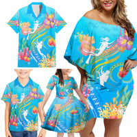 Under The Sea Scuba Diving Family Matching Off Shoulder Short Dress and Hawaiian Shirt Polynesian Pattern LT05 - Polynesian Pride