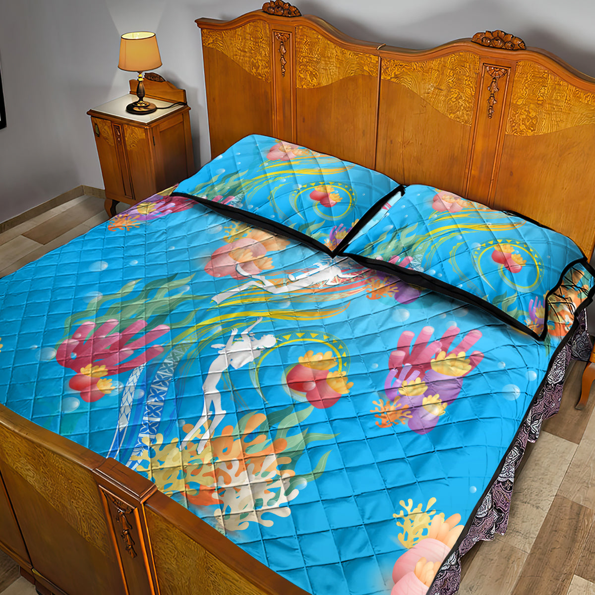 Under The Sea Scuba Diving Quilt Bed Set Polynesian Pattern LT05 - Polynesian Pride