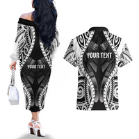 Personalised Remember Samoa Black Saturday Couples Matching Off The Shoulder Long Sleeve Dress and Hawaiian Shirt Samoa Mo Samoa - Polynesian Pride