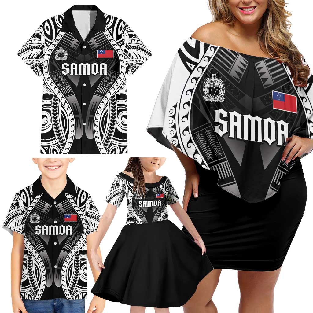 Personalised Remember Samoa Black Saturday Family Matching Off Shoulder Short Dress and Hawaiian Shirt Samoa Mo Samoa - Polynesian Pride