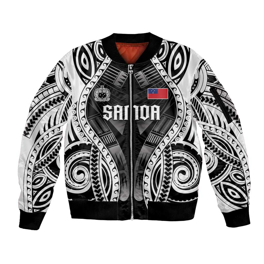 Personalised Remember Samoa Black Saturday Sleeve Zip Bomber Jacket Samoa Mo Samoa LT05 Unisex Black - Polynesian Pride