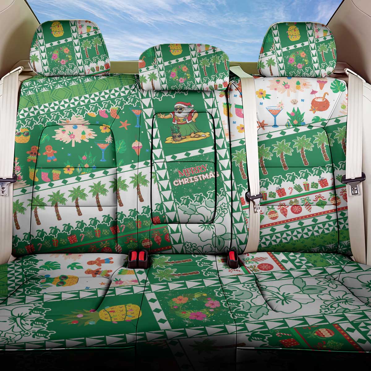Norfolk Island Christmas Back Car Seat Cover Festive Beach Vibes - Polynesian Pride