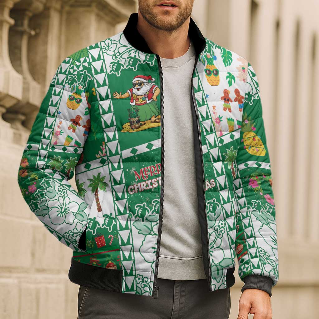 Norfolk Island Christmas Bomber Puffer Jacket Festive Beach Vibes - Polynesian Pride