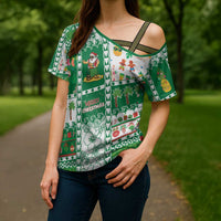 Norfolk Island Christmas Cross Shoulder Shirt Festive Beach Vibes - Polynesian Pride