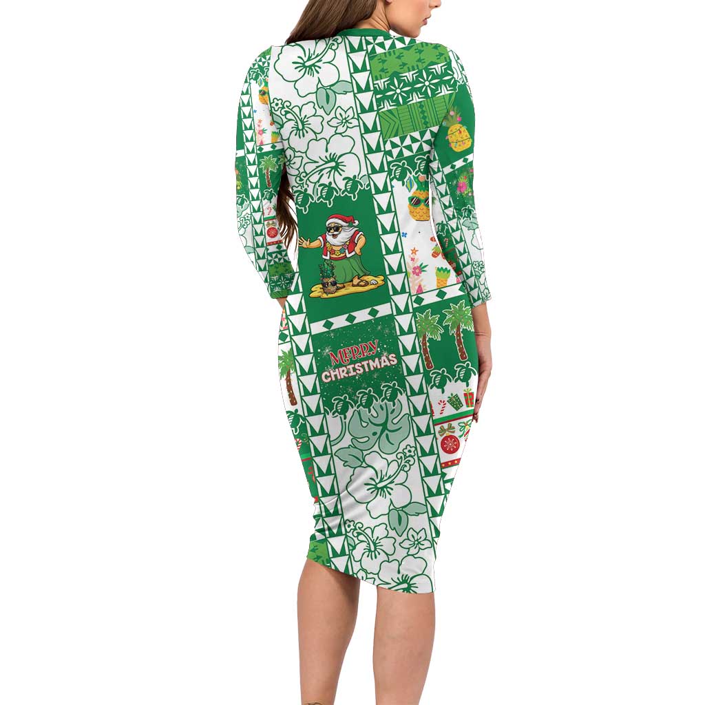 Norfolk Island Christmas Family Matching Long Sleeve Bodycon Dress and Hawaiian Shirt Festive Beach Vibes - Polynesian Pride