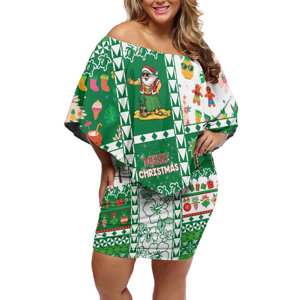 Norfolk Island Christmas Family Matching Off Shoulder Short Dress and Hawaiian Shirt Festive Beach Vibes - Polynesian Pride