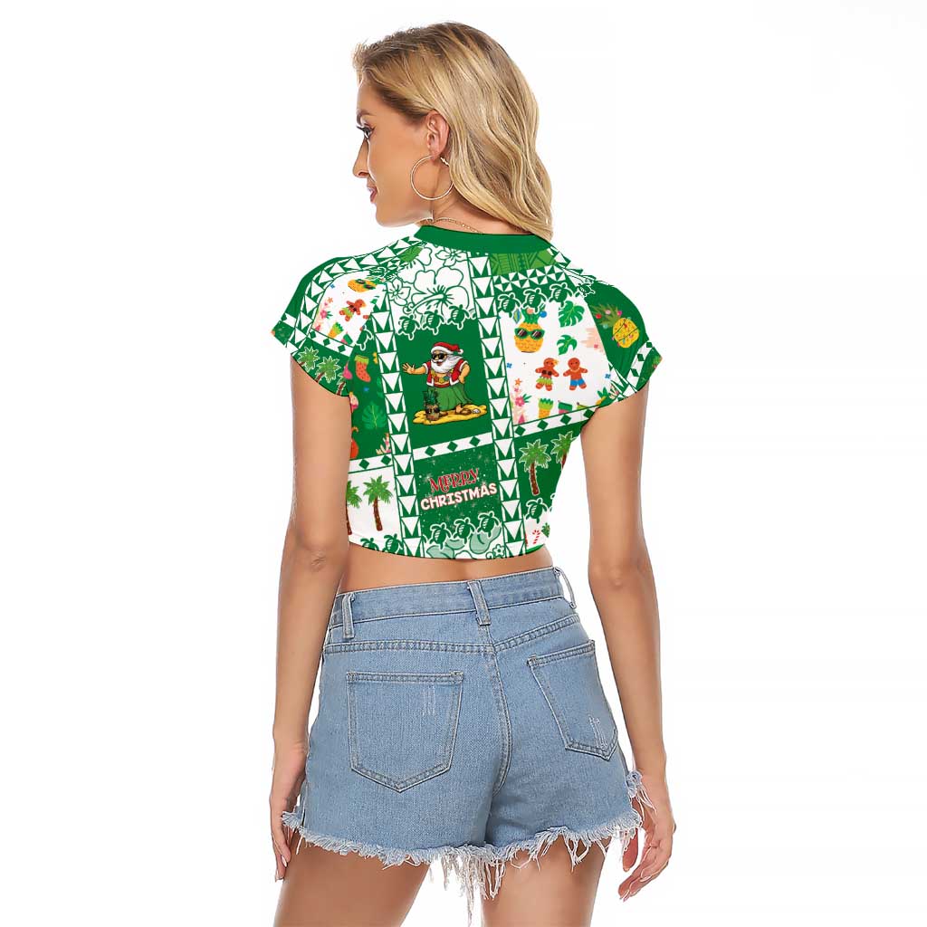 Norfolk Island Christmas Raglan Cropped T Shirt Festive Beach Vibes - Polynesian Pride
