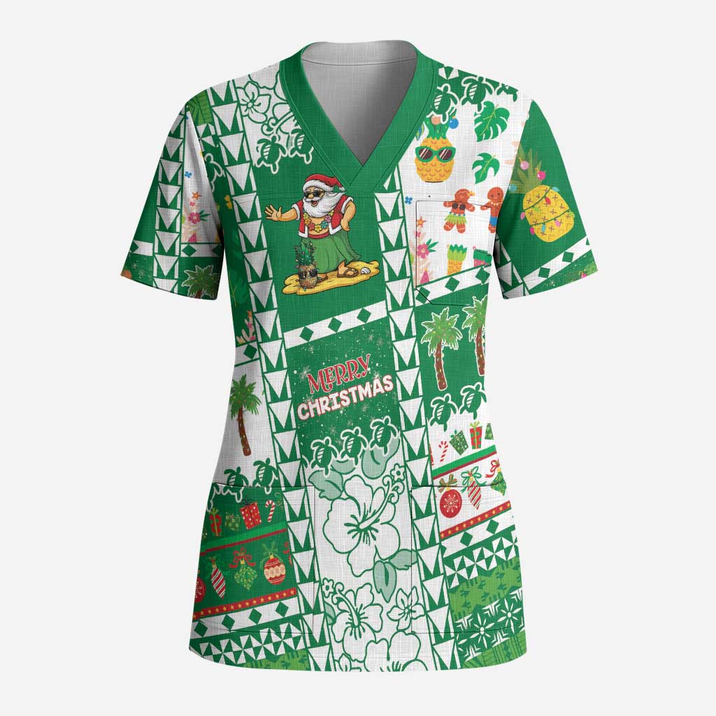 Norfolk Island Christmas Scrub Top Festive Beach Vibes - Polynesian Pride