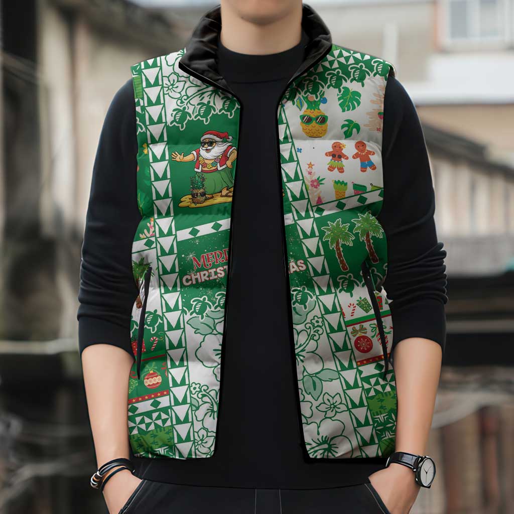 Norfolk Island Christmas Sleeveless Puffer Jacket Festive Beach Vibes - Polynesian Pride