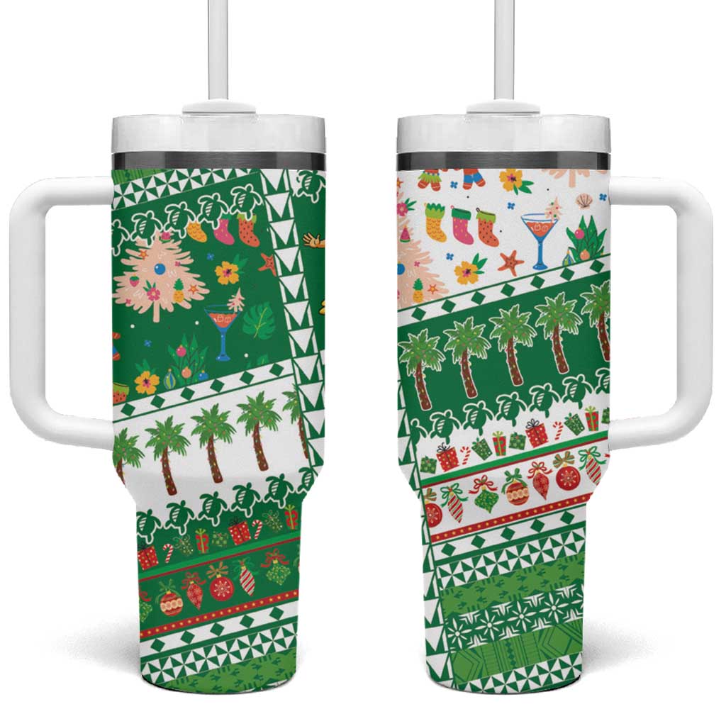 Norfolk Island Christmas Tumbler With Handle Festive Beach Vibes - Polynesian Pride