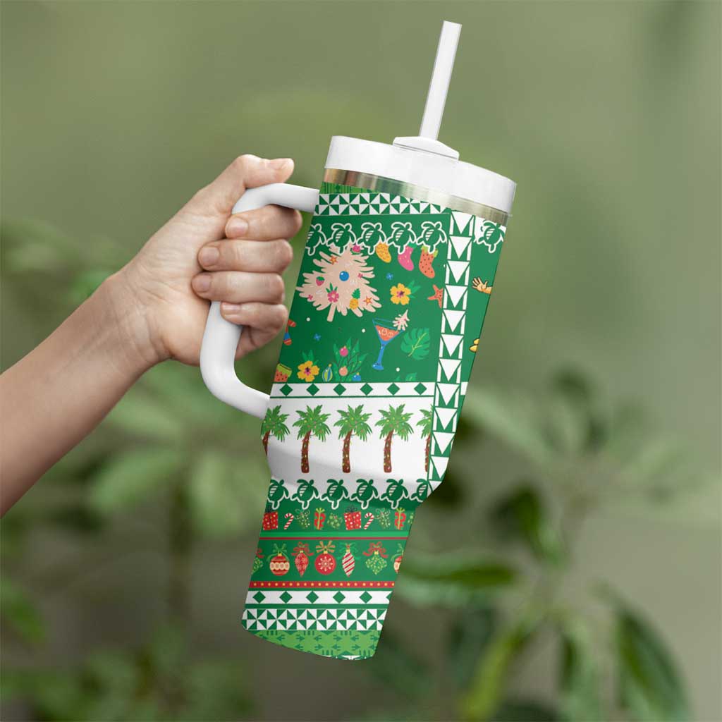 Norfolk Island Christmas Tumbler With Handle Festive Beach Vibes - Polynesian Pride