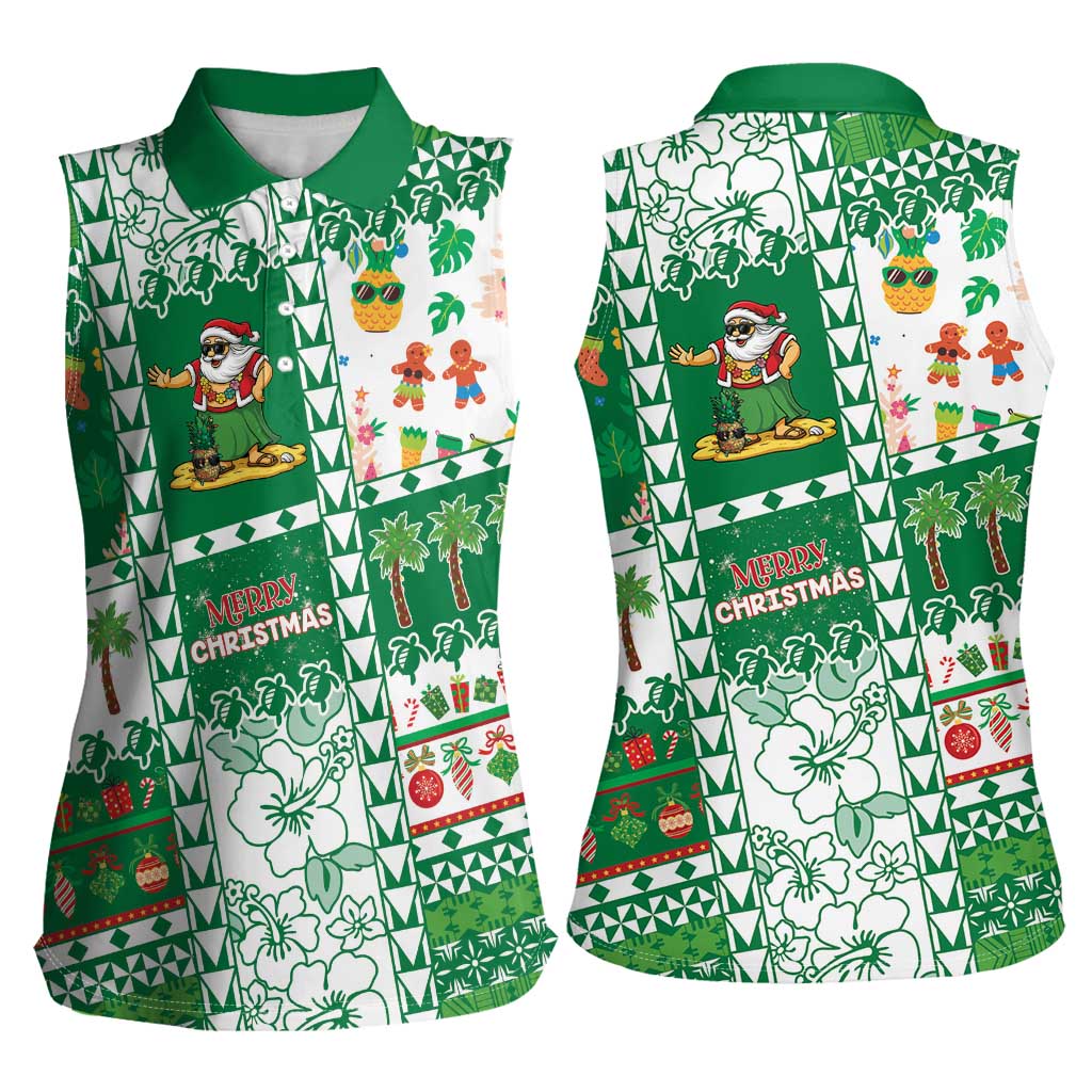 Norfolk Island Christmas Women Sleeveless Polo Shirt Festive Beach Vibes - Polynesian Pride