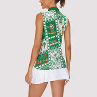 Norfolk Island Christmas Women Sleeveless Polo Shirt Festive Beach Vibes - Polynesian Pride