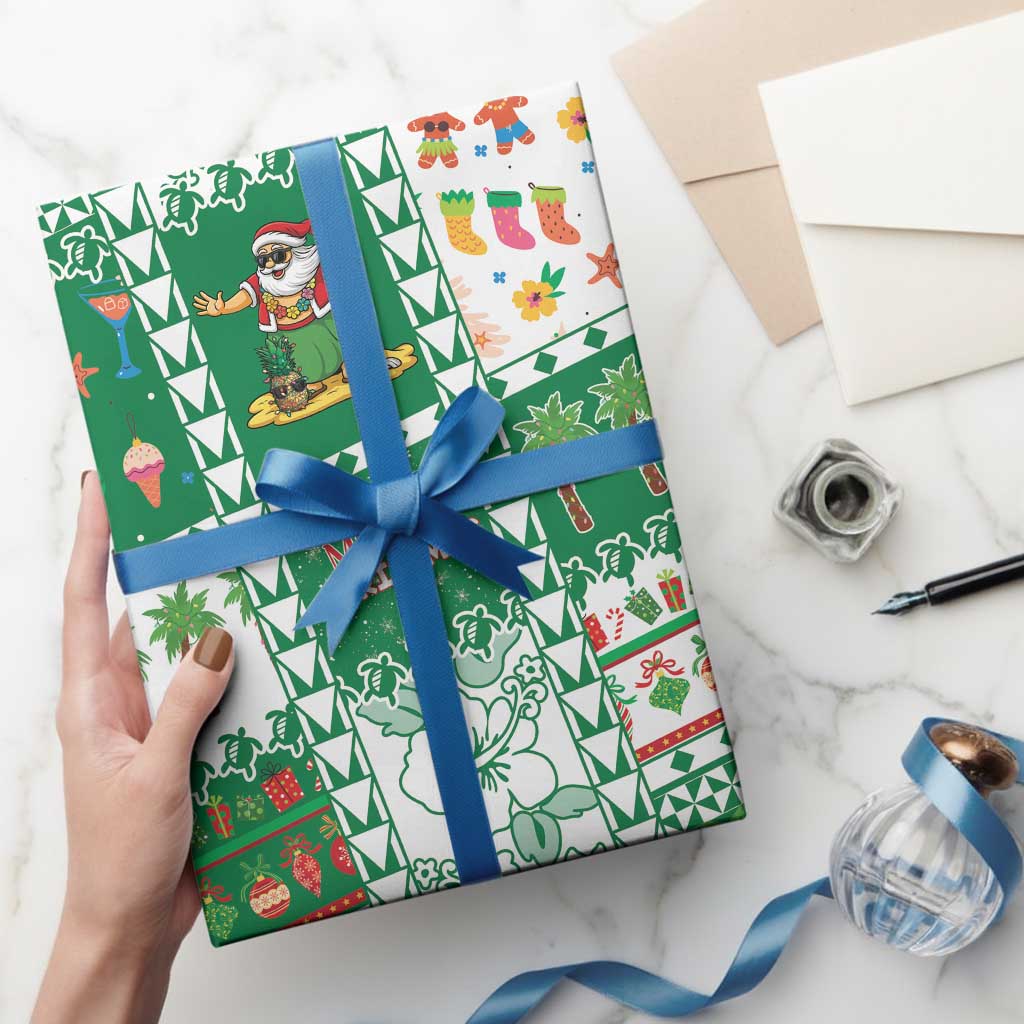 Norfolk Island Christmas Wrapping Paper Festive Beach Vibes - Polynesian Pride