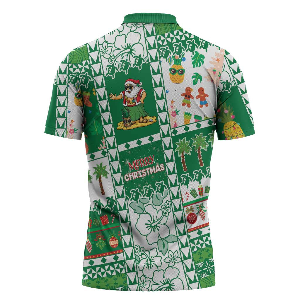 Norfolk Island Christmas Zipper Polo Shirt Festive Beach Vibes - Polynesian Pride