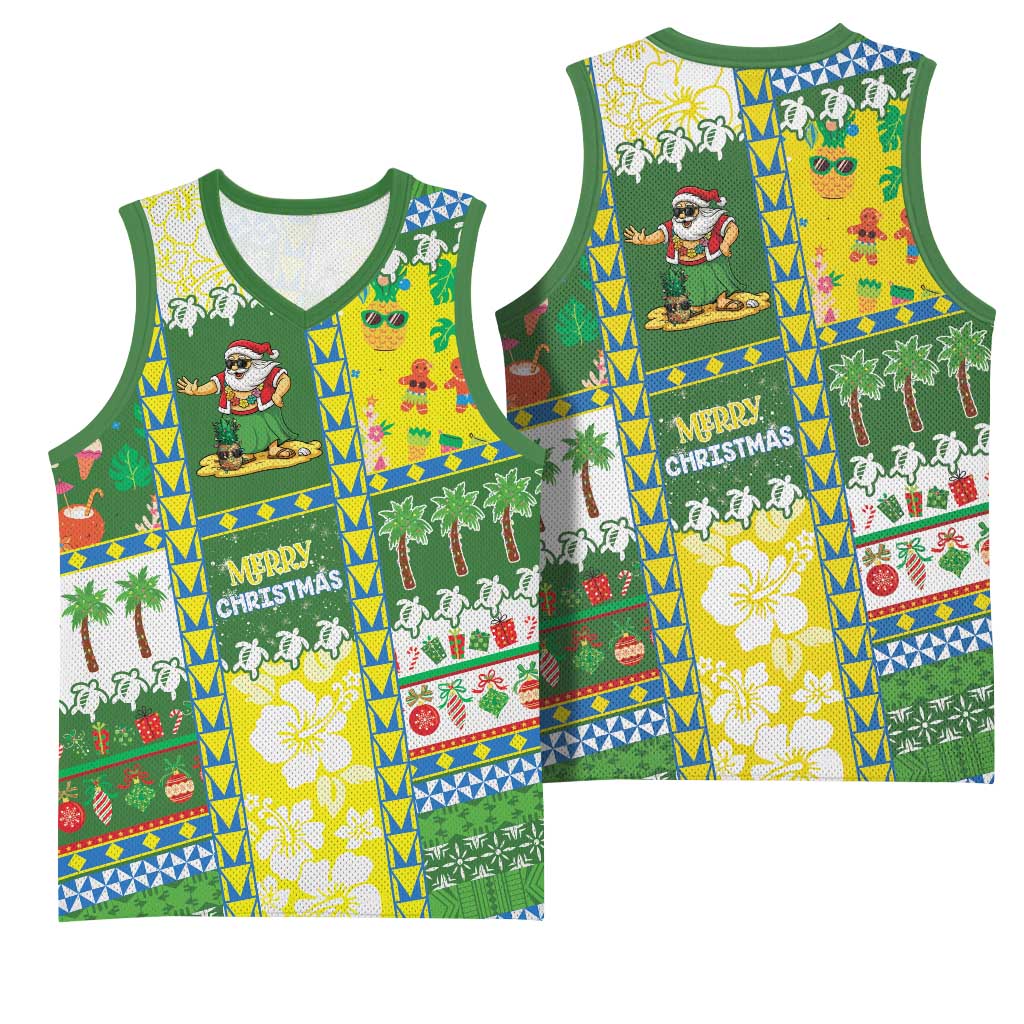 Pitcairn Islands Christmas Basketball Jersey Festive Beach Vibes - Polynesian Pride