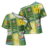 Pitcairn Islands Christmas Cross Shoulder Shirt Festive Beach Vibes - Polynesian Pride
