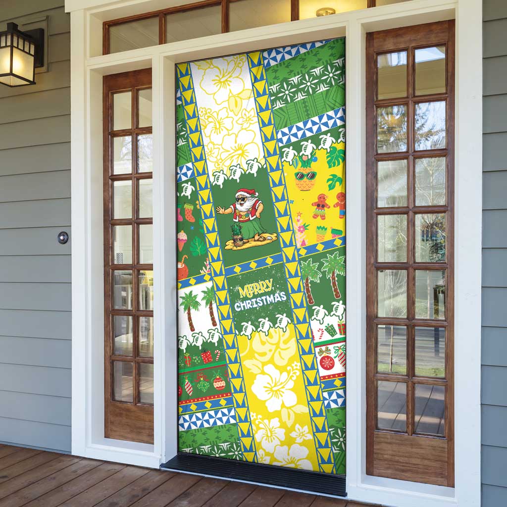 Pitcairn Islands Christmas Door Cover Festive Beach Vibes - Polynesian Pride