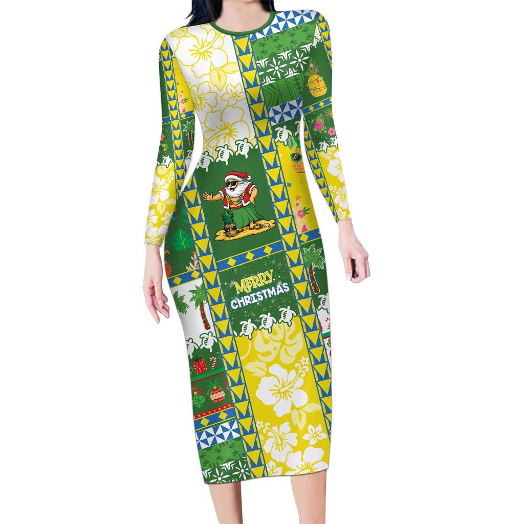 Pitcairn Islands Christmas Family Matching Long Sleeve Bodycon Dress and Hawaiian Shirt Festive Beach Vibes - Polynesian Pride