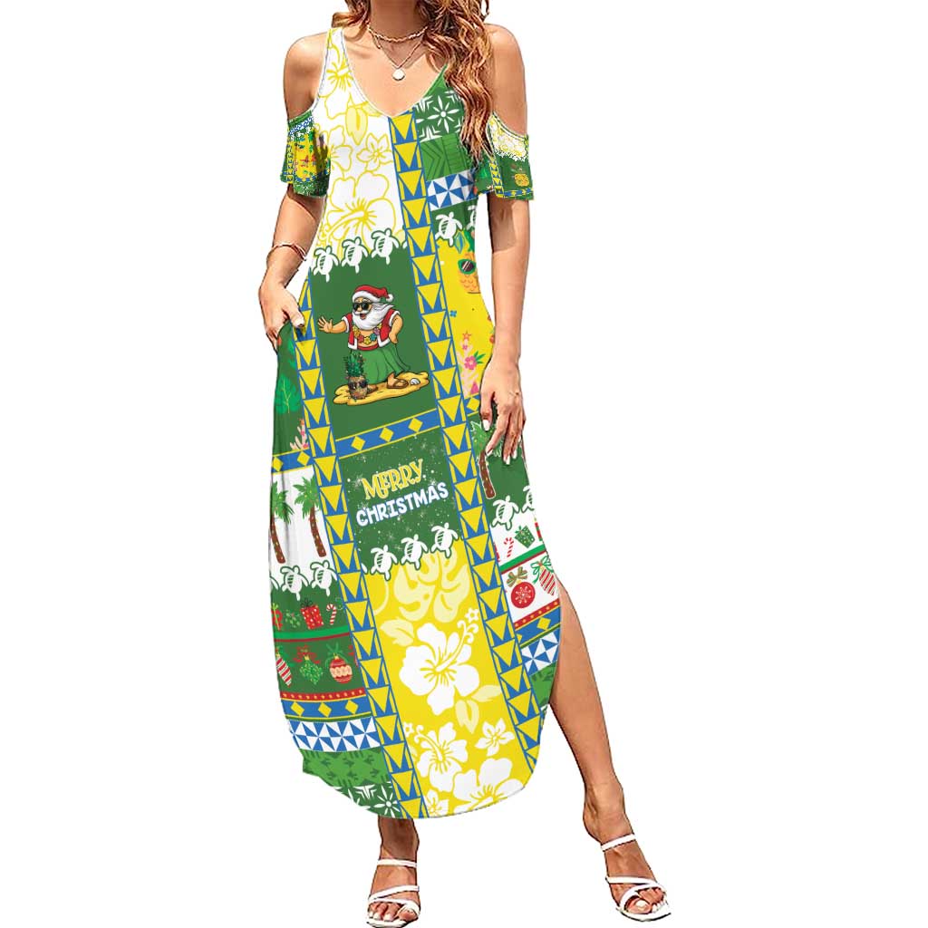 Pitcairn Islands Christmas Family Matching Summer Maxi Dress and Hawaiian Shirt Festive Beach Vibes - Polynesian Pride