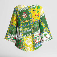 Pitcairn Islands Christmas Kimono Sleeve Blouse Festive Beach Vibes - Polynesian Pride