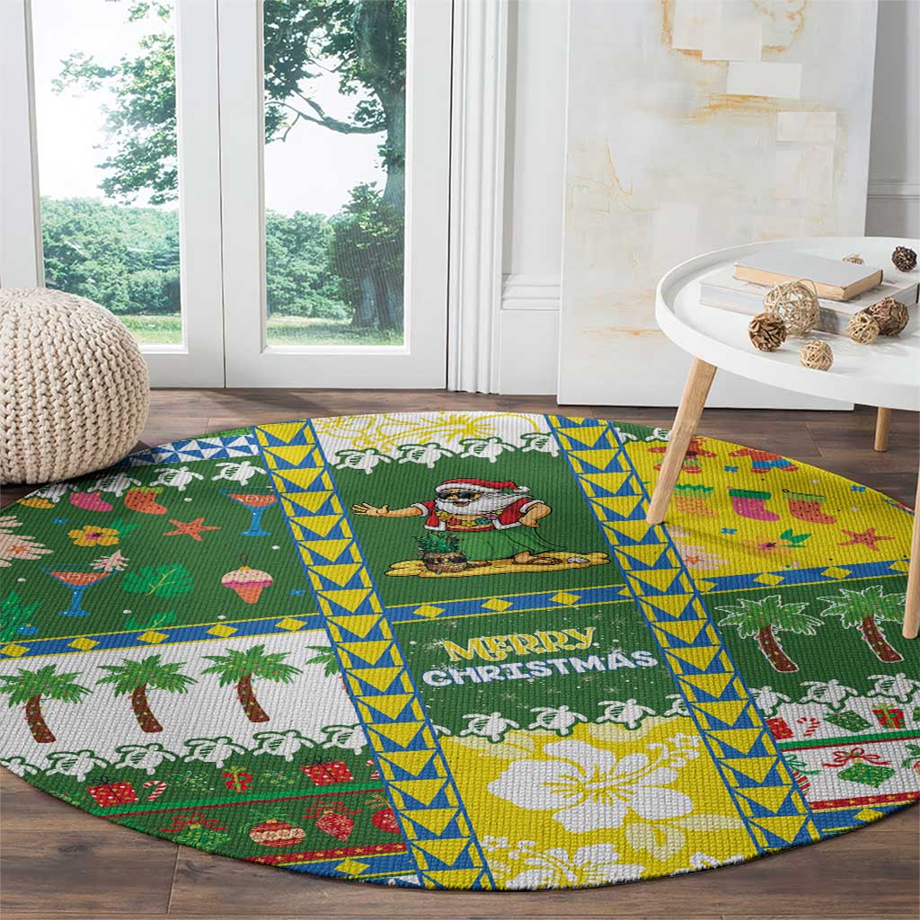Pitcairn Islands Christmas Round Carpet Festive Beach Vibes - Polynesian Pride