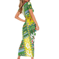 Pitcairn Islands Christmas Short Sleeve Bodycon Dress Festive Beach Vibes - Polynesian Pride