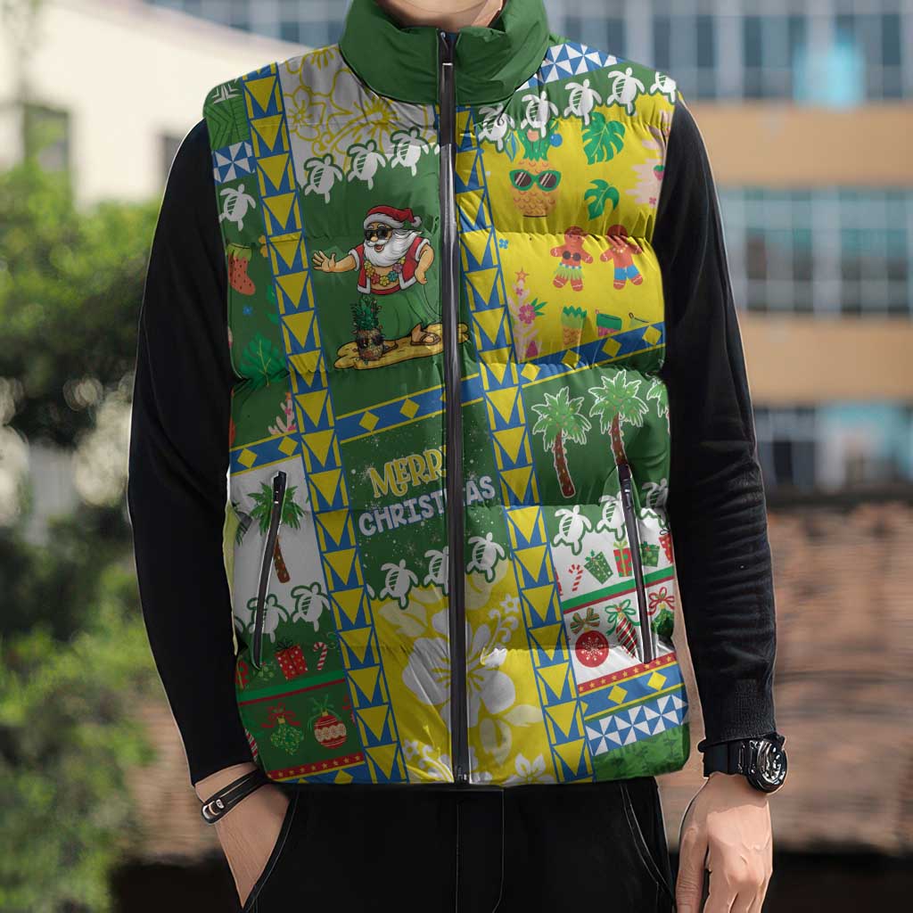 Pitcairn Islands Christmas Sleeveless Puffer Jacket Festive Beach Vibes - Polynesian Pride
