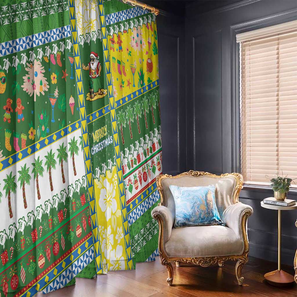 Pitcairn Islands Christmas Window Curtain Festive Beach Vibes - Polynesian Pride