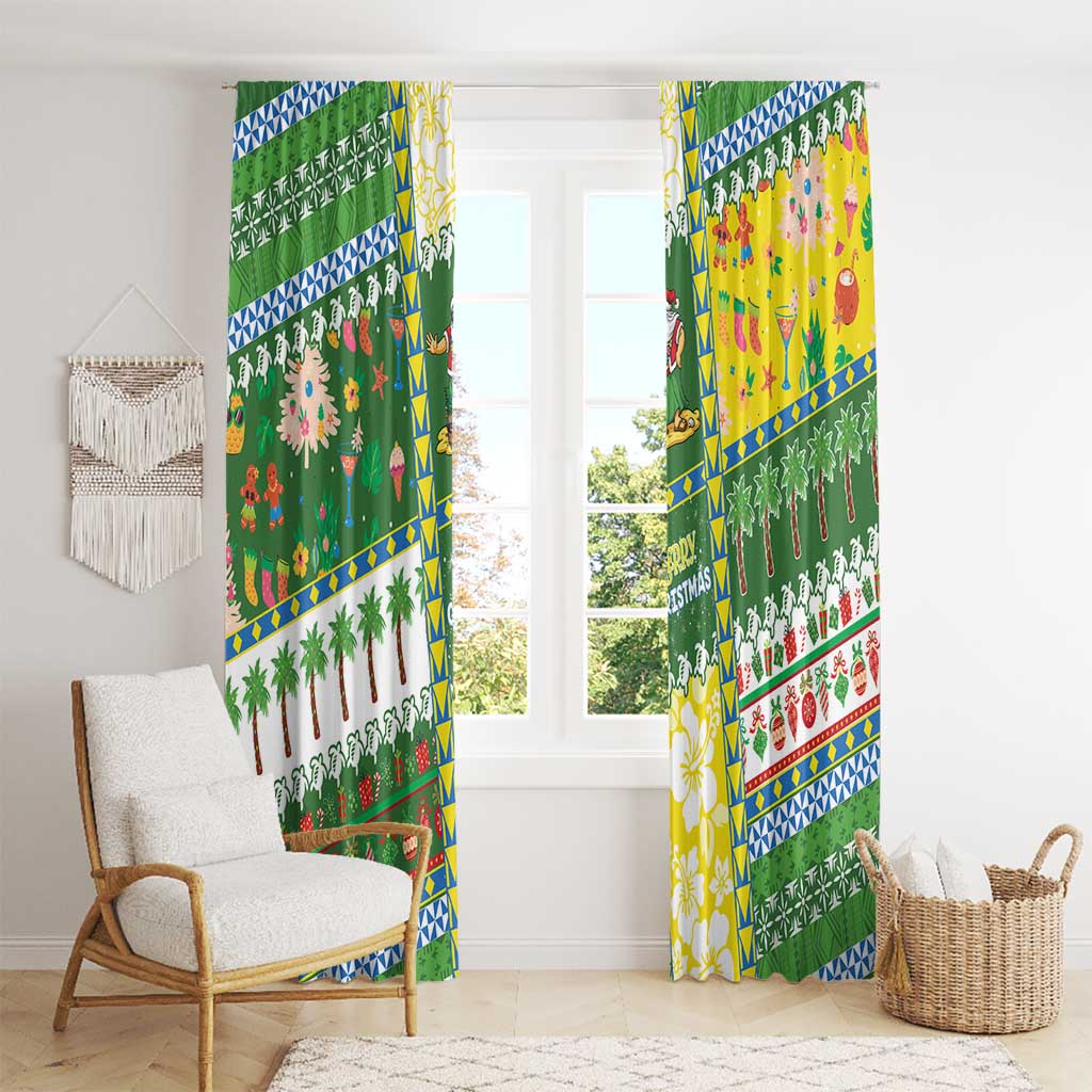 Pitcairn Islands Christmas Window Curtain Festive Beach Vibes - Polynesian Pride
