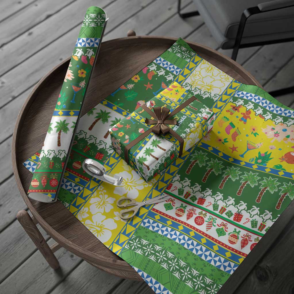 Pitcairn Islands Christmas Wrapping Paper Festive Beach Vibes - Polynesian Pride