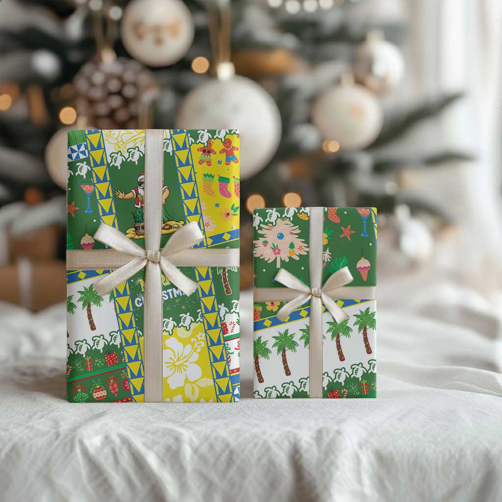 Pitcairn Islands Christmas Wrapping Paper Festive Beach Vibes - Polynesian Pride