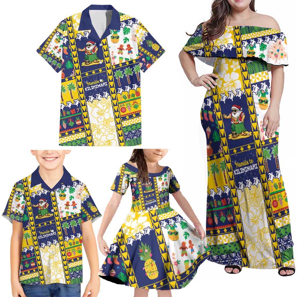 Tokelau Christmas Family Matching Off Shoulder Maxi Dress and Hawaiian Shirt Festive Beach Vibes - Polynesian Pride