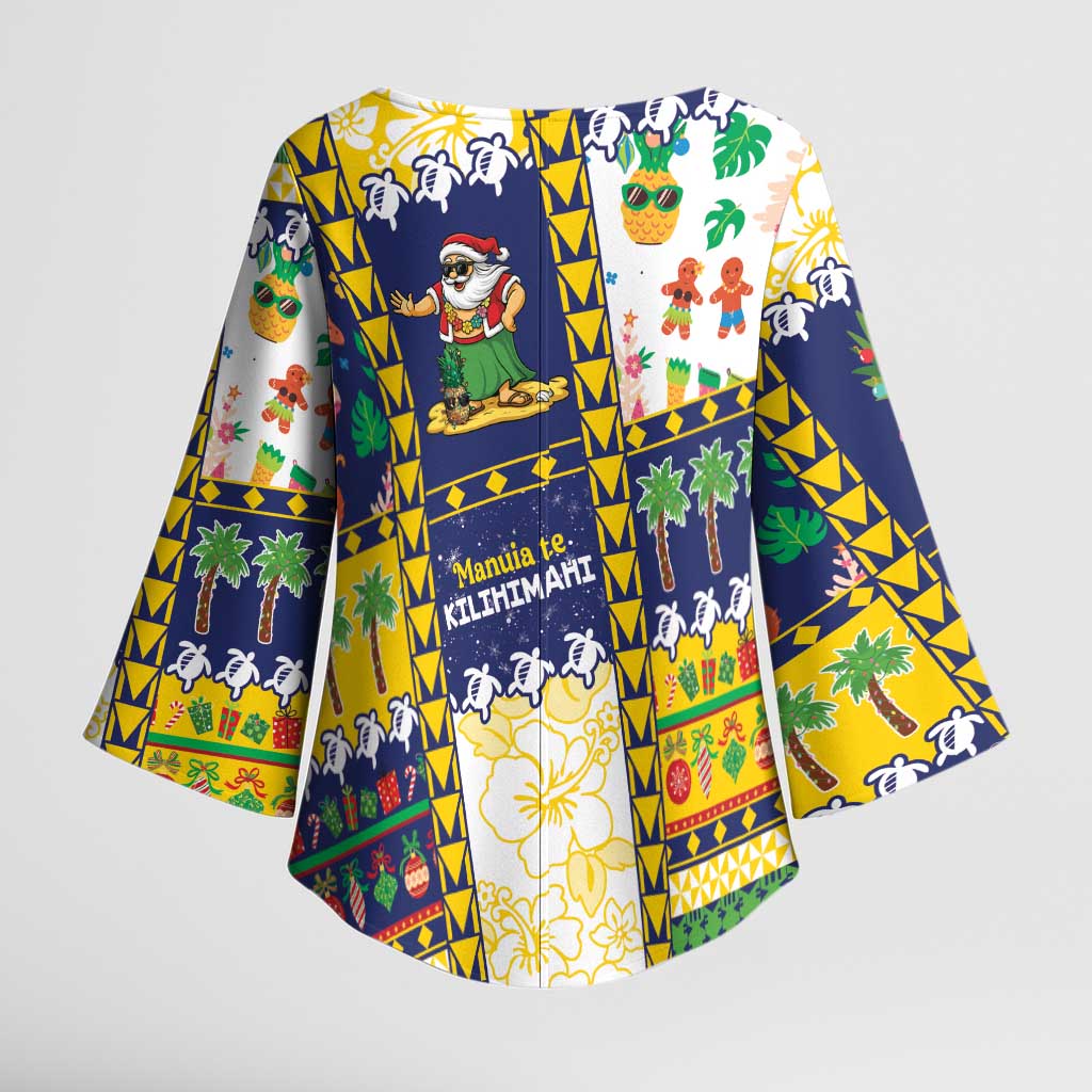 Tokelau Christmas Kimono Sleeve Blouse Festive Beach Vibes - Polynesian Pride