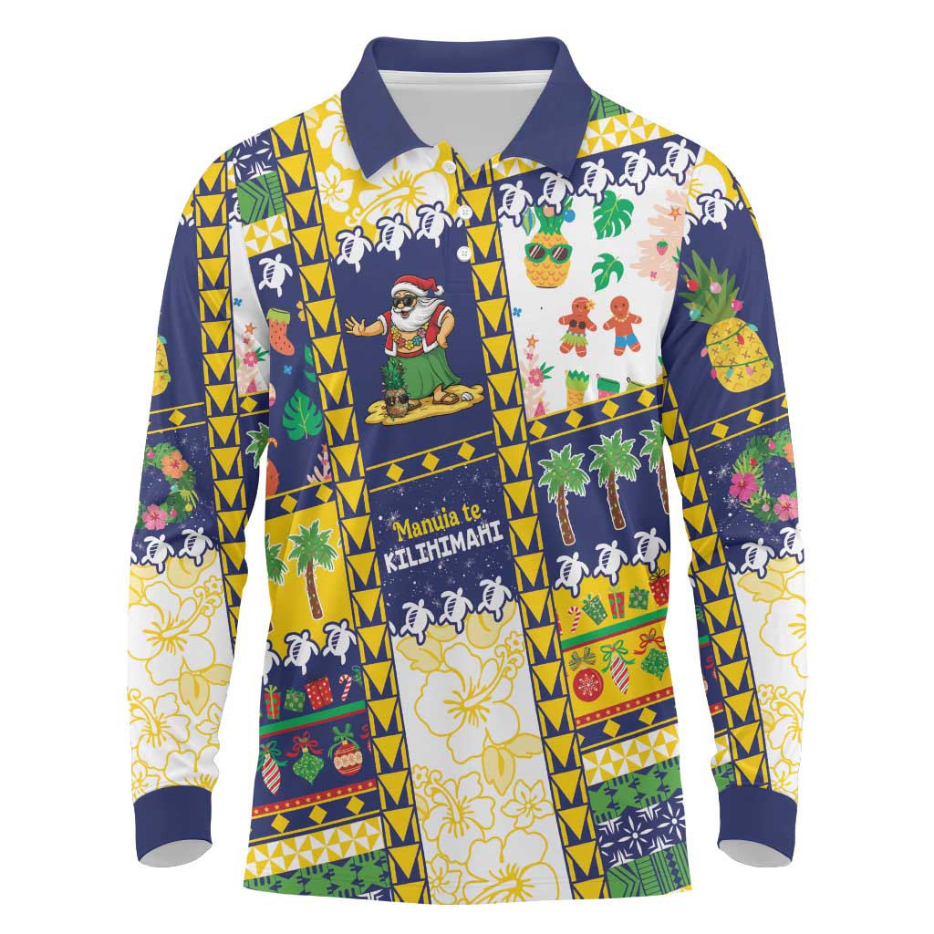 Tokelau Christmas Long Sleeve Polo Shirt Festive Beach Vibes - Polynesian Pride