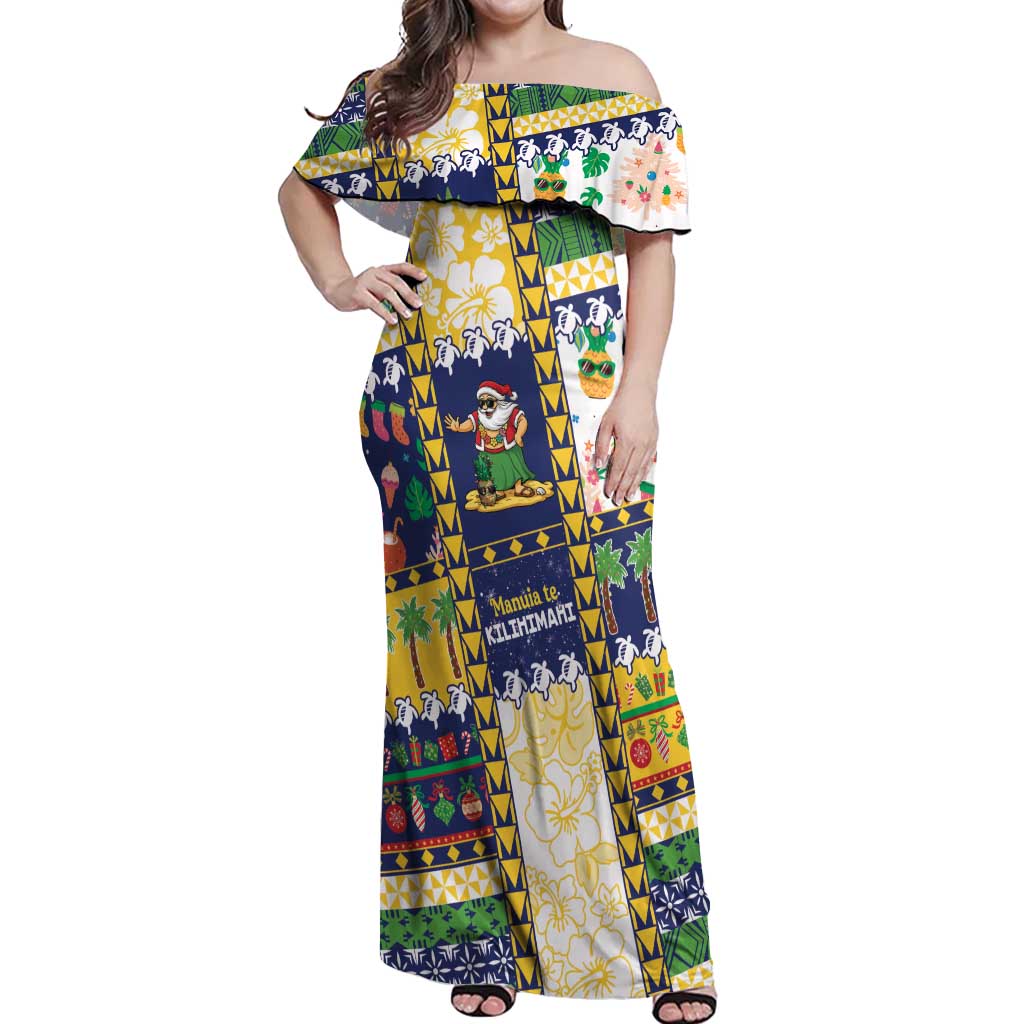 Tokelau Christmas Off Shoulder Maxi Dress Festive Beach Vibes - Polynesian Pride