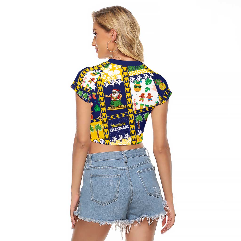 Tokelau Christmas Raglan Cropped T Shirt Festive Beach Vibes - Polynesian Pride