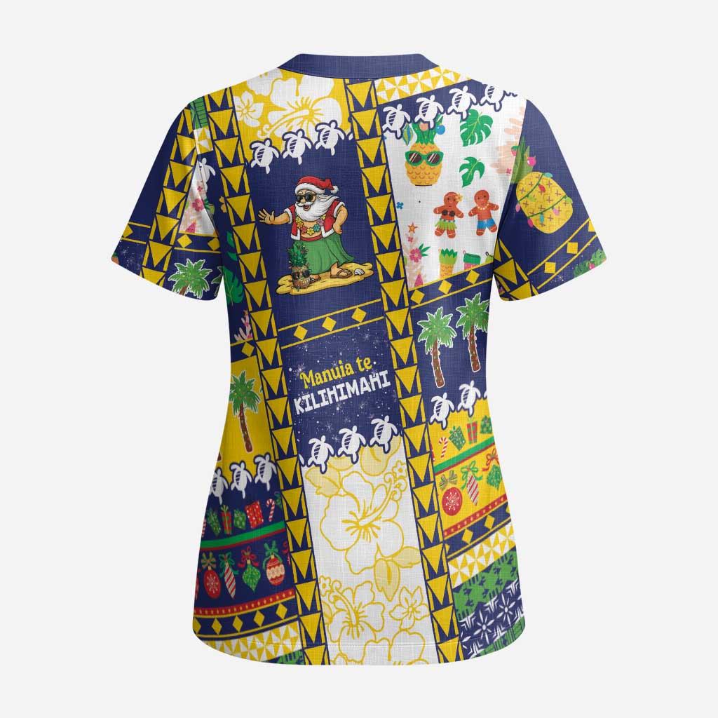 Tokelau Christmas Scrub Top Festive Beach Vibes - Polynesian Pride