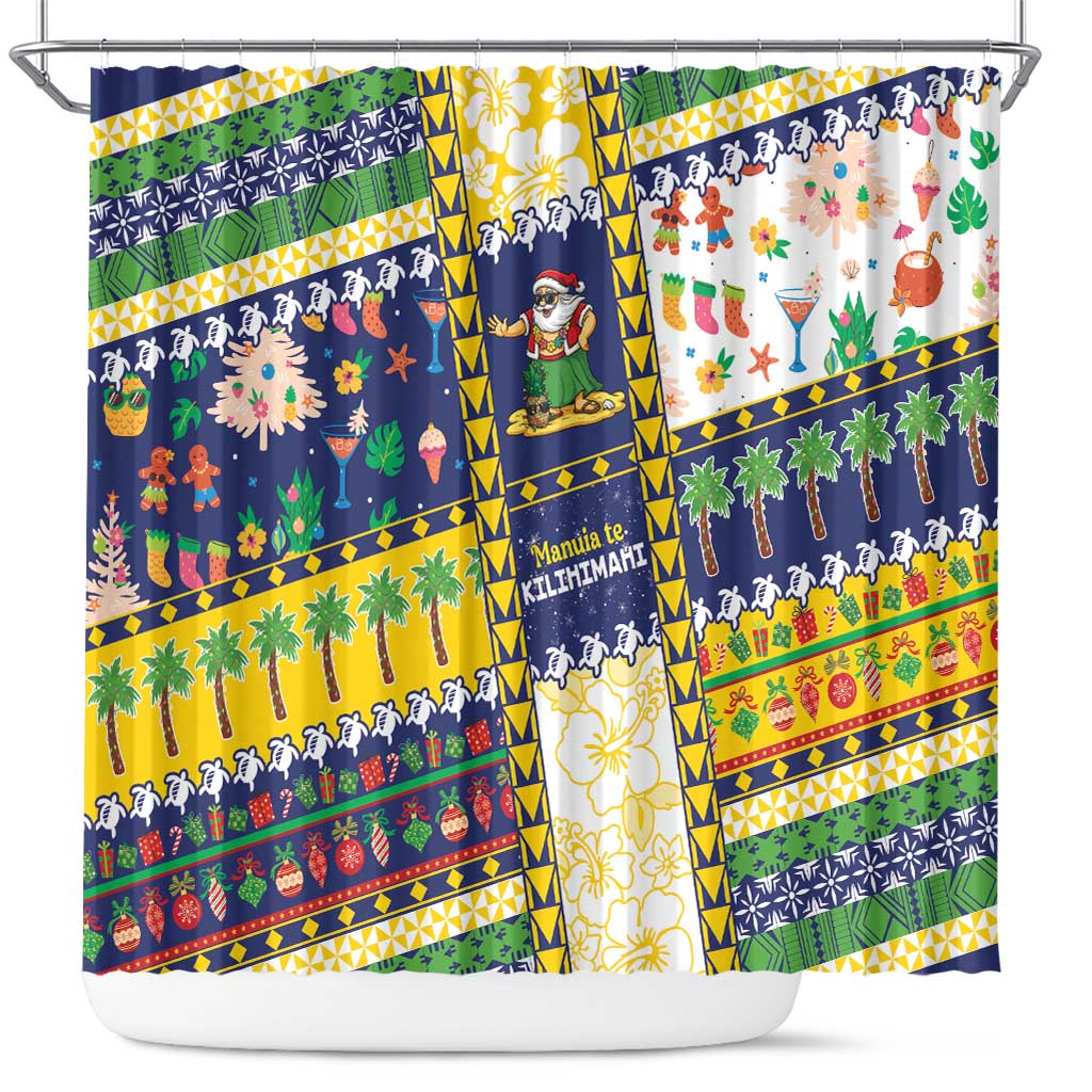 Tokelau Christmas Shower Curtain Festive Beach Vibes - Polynesian Pride