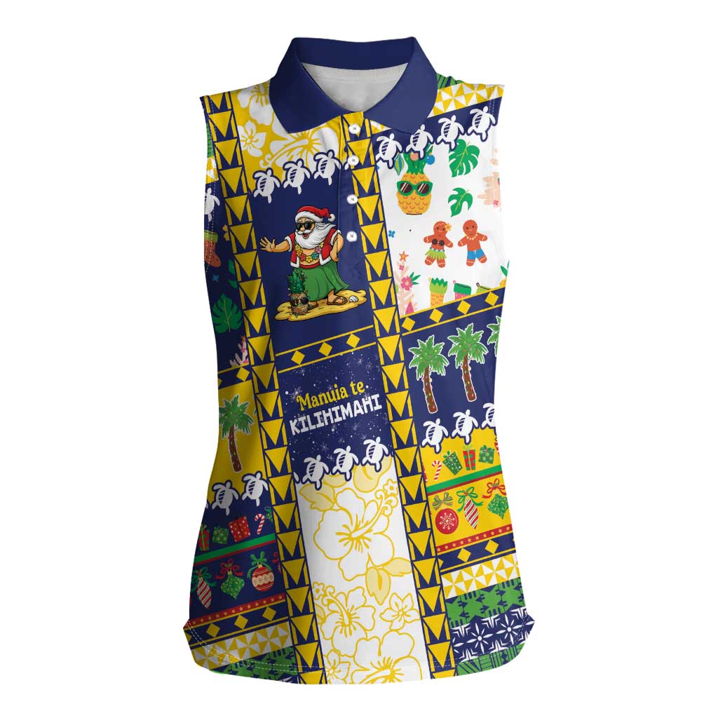 Tokelau Christmas Women Sleeveless Polo Shirt Festive Beach Vibes - Polynesian Pride