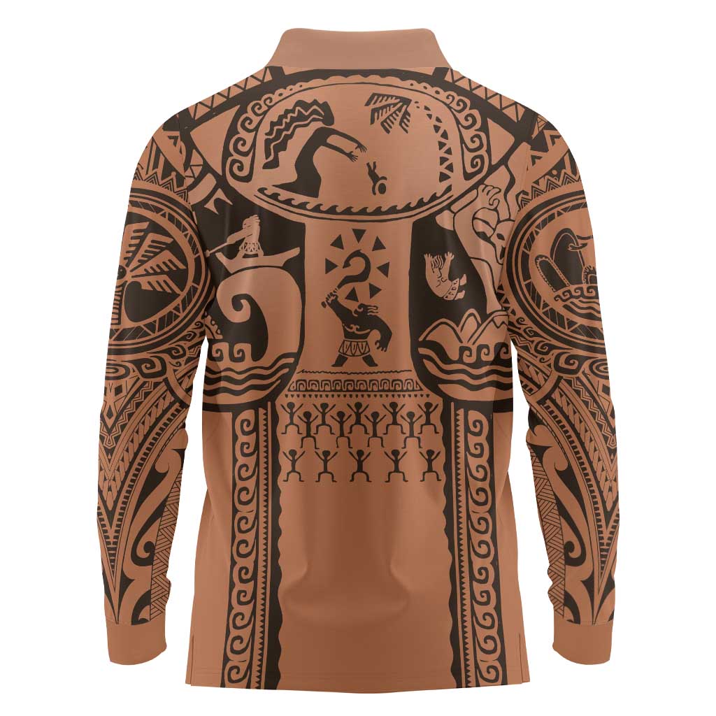 Polynesia Maui Tattoo Inspired Cosplay Costume Long Sleeve Polo Shirt