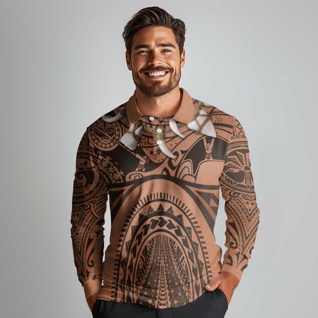 Polynesia Maui Tattoo Inspired Cosplay Costume Long Sleeve Polo Shirt