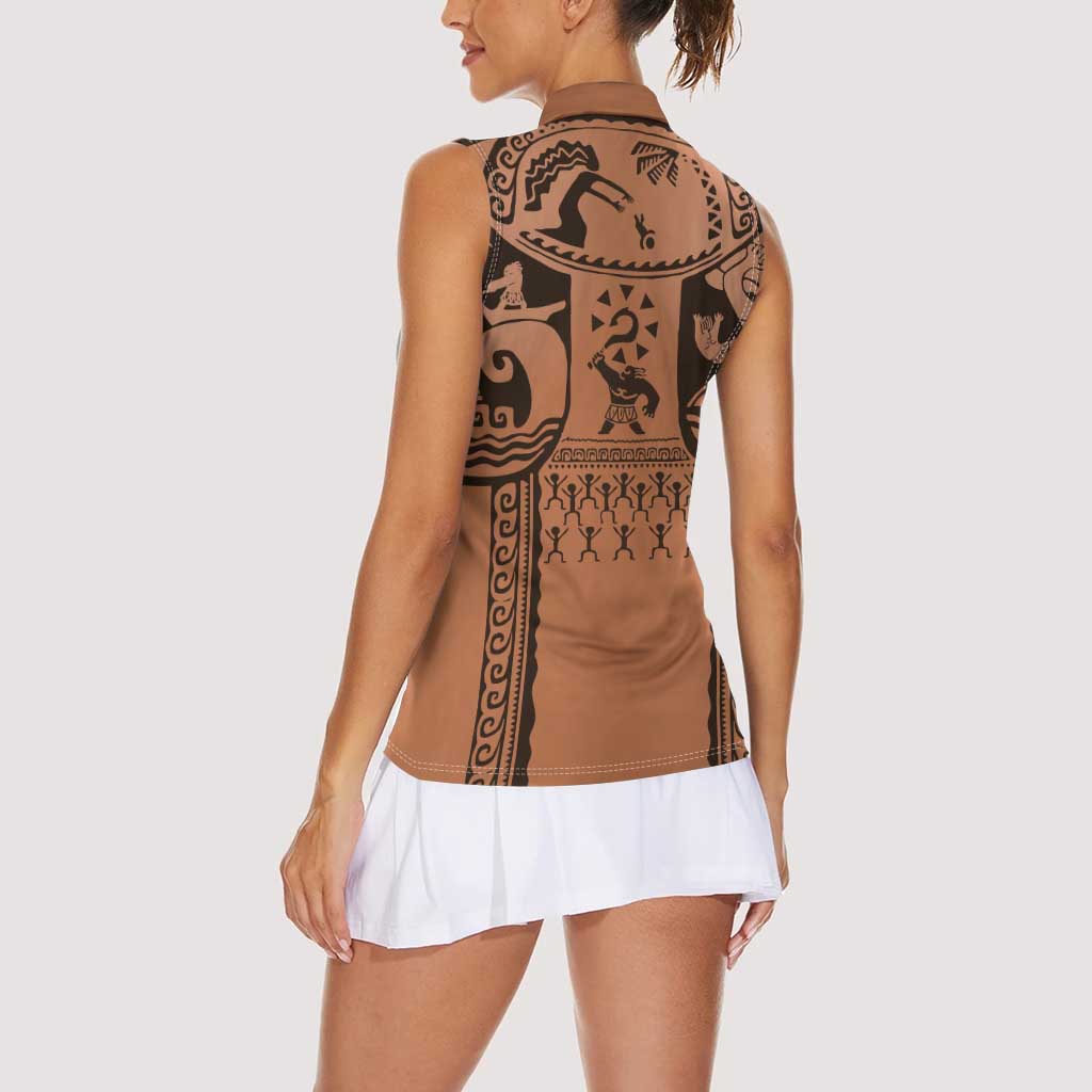 Polynesia Maui Tattoo Inspired Cosplay Costume Women Sleeveless Polo Shirt